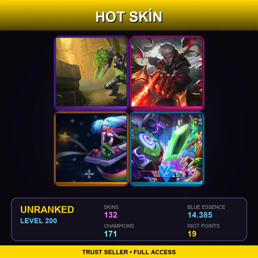 EUW | Lv200 | Unranked | 132 Skin | 171 Champ