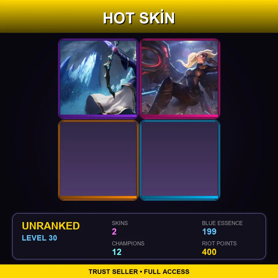 LAN | Lv30 | Unranked | 2 Skin | 12 Champ — Unranked / Smurf League of Legends