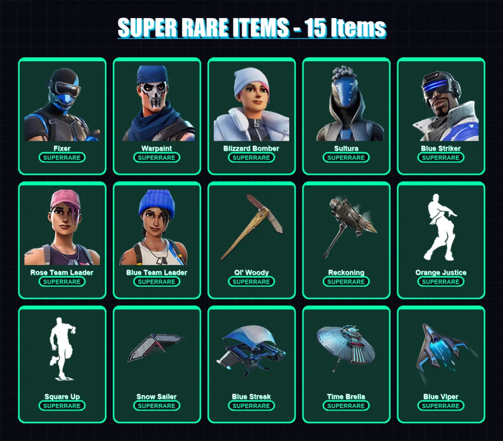 [PS4/PS5/XBOX/PC] | Fixer | Warpaint | Blizzard Bomber | Sultura | Blue Striker | 128 skin | 151 pickaxe | 84 emote | 113 glider | Lv1083