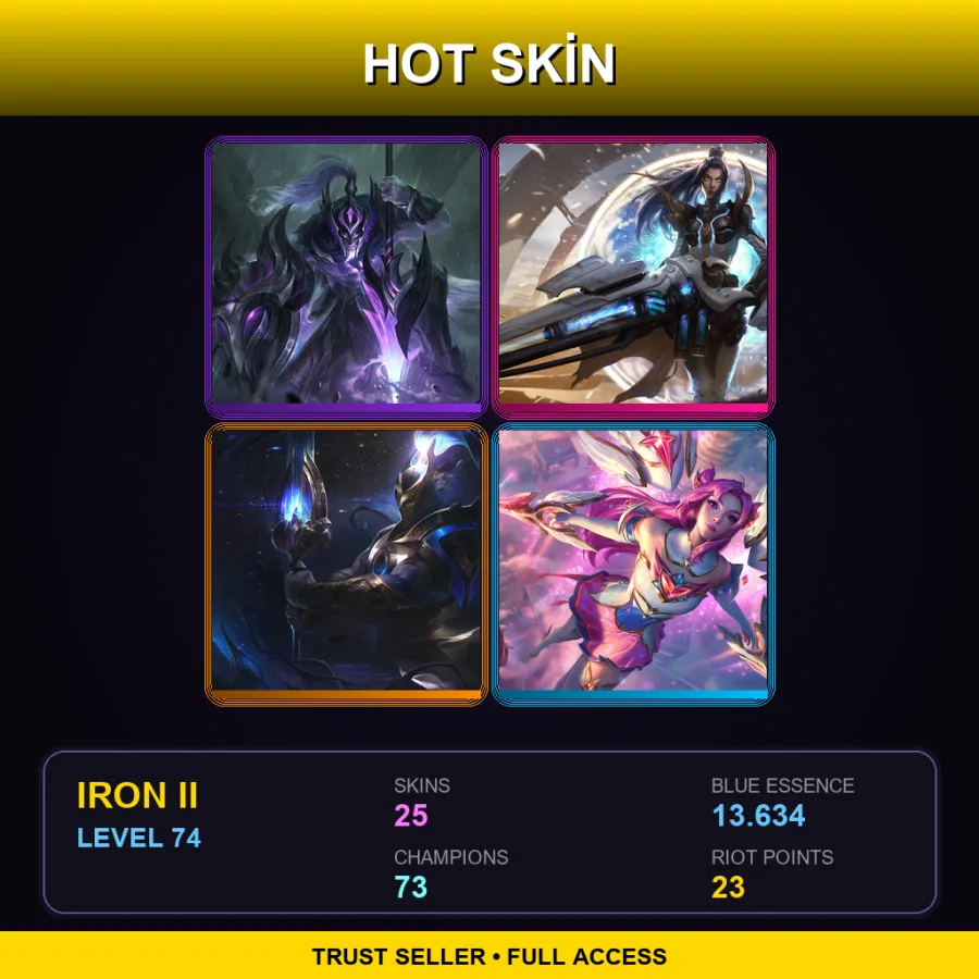 EUW | Lv74 | Iron II | 25 Skin | 73 Champ