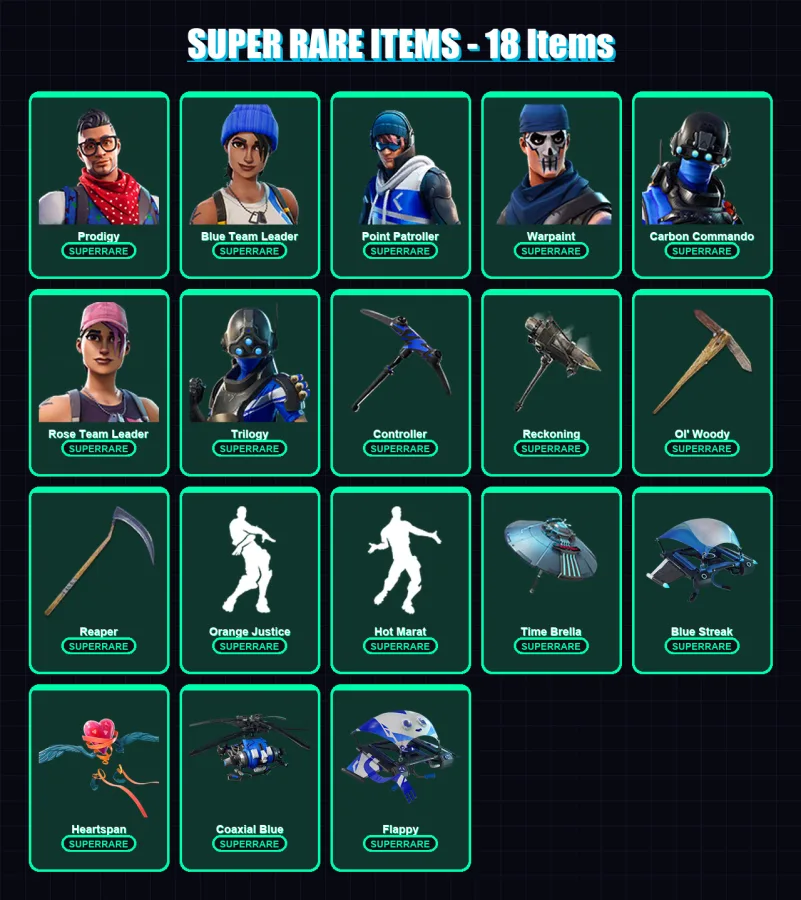 [PC/XBOX/PSN] | Prodigy | Blue Team Leader | Point Patroller | Warpaint | Carbon Commando | 90 skin | 70 pickaxe | 74 emote | 70 glider | Lv852 — Fortnite account