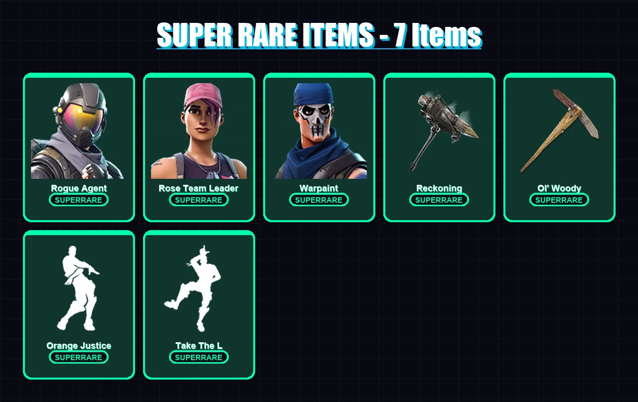 [PC/XBOX/PSN] | Rogue Agent | Rose Team Leader | Warpaint | Sentinel | Hades | 75 skin | 86 pickaxe | 69 emote | 71 glider | Lv993
