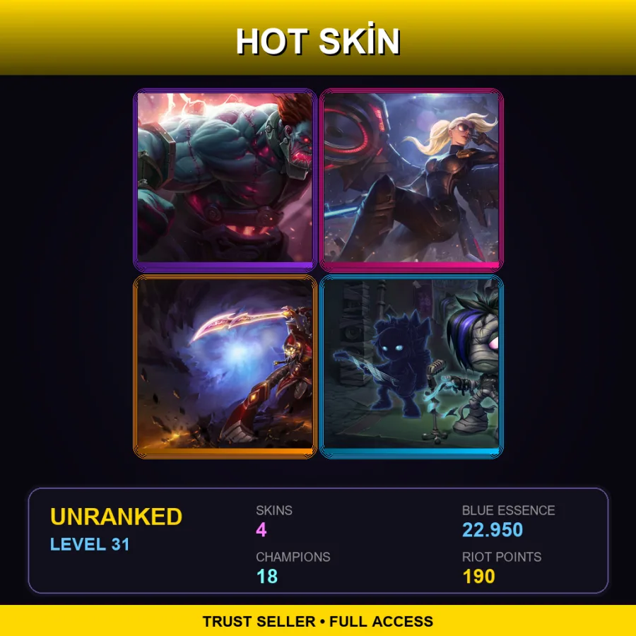 EUW | Lv31 | Unranked | 4 Skin | 18 Champ