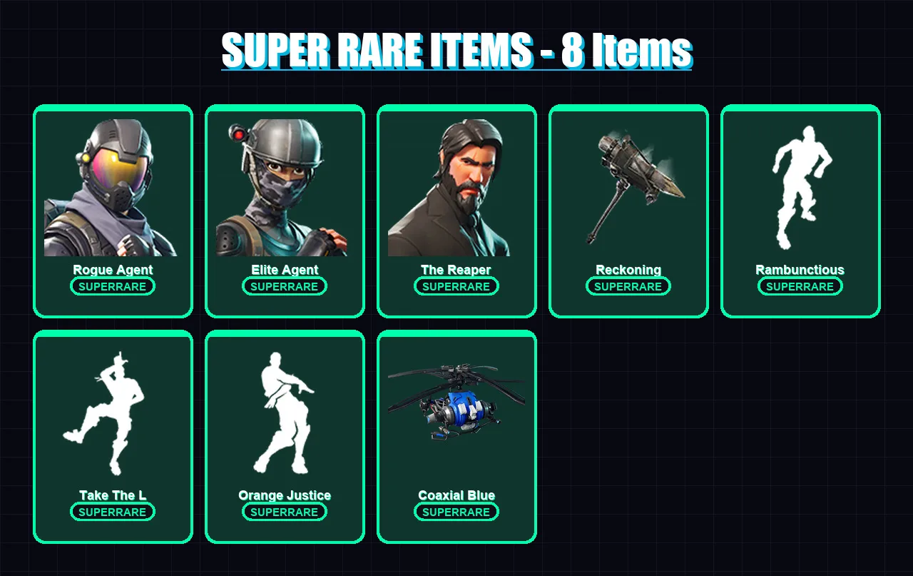 [PS4/PS5/XBOX/PC] | Rogue Agent | Elite Agent | The Reaper | The Ice King | Zenith | 52 skin | 57 pickaxe | 52 emote | 48 glider | Lv697