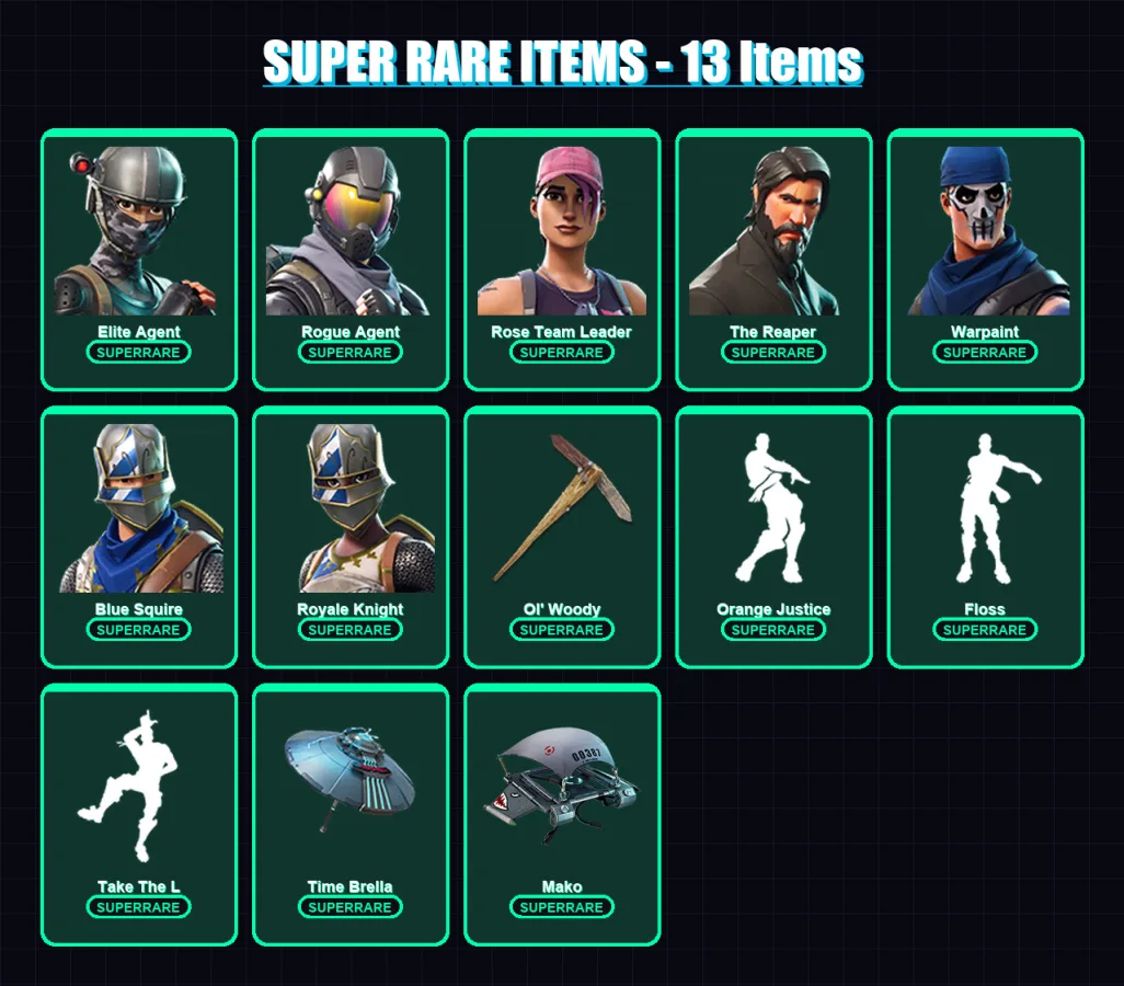 [PC/XBOX/PSN] | Elite Agent | Rogue Agent | Rose Team Leader | The Reaper | Warpaint | 65 skin | 99 pickaxe | 113 emote | 86 glider | Lv1174