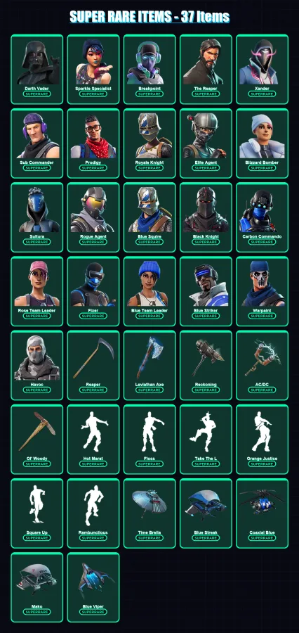 [PC/XBOX/PSN] | Darth Vader | Sparkle Specialist | Breakpoint | The Reaper | Xander | 237 skin | 198 pickaxe | 292 emote | 169 glider | Lv2901