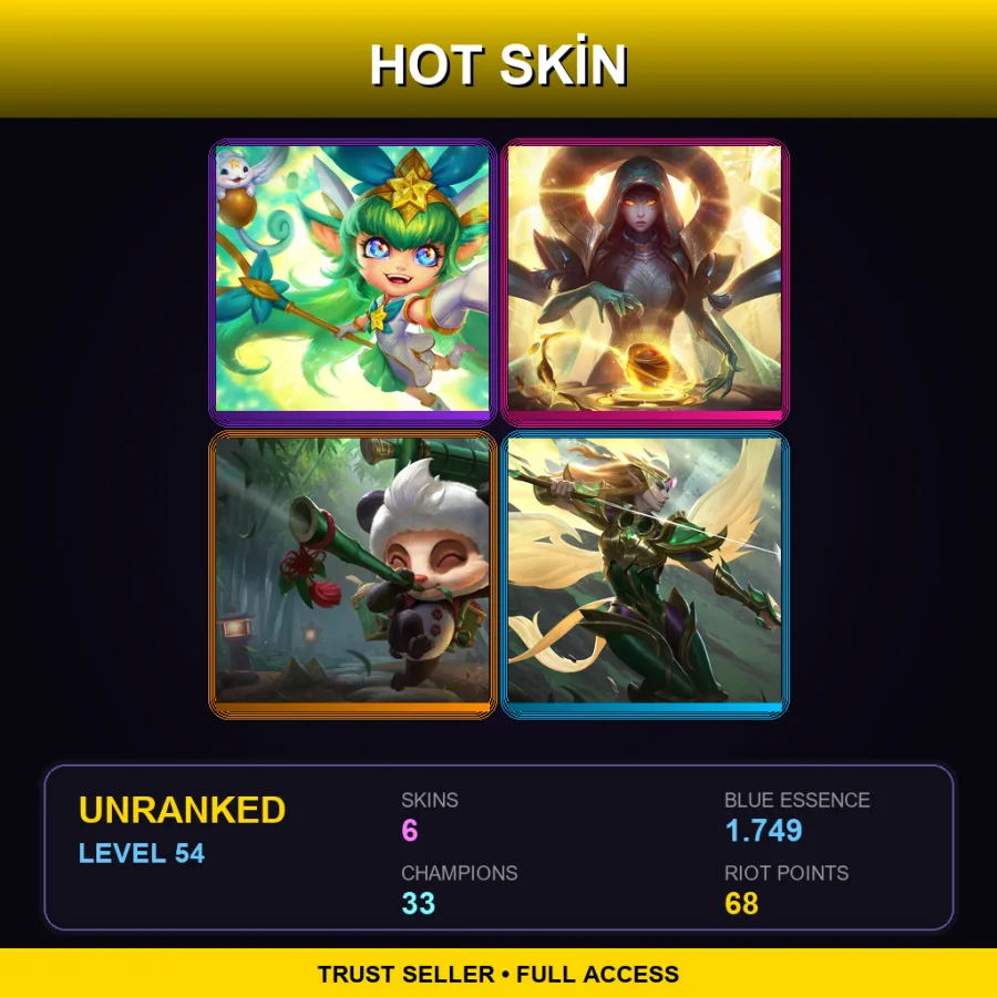 NA | Lv54 | Unranked | 6 Skin | 33 Champ