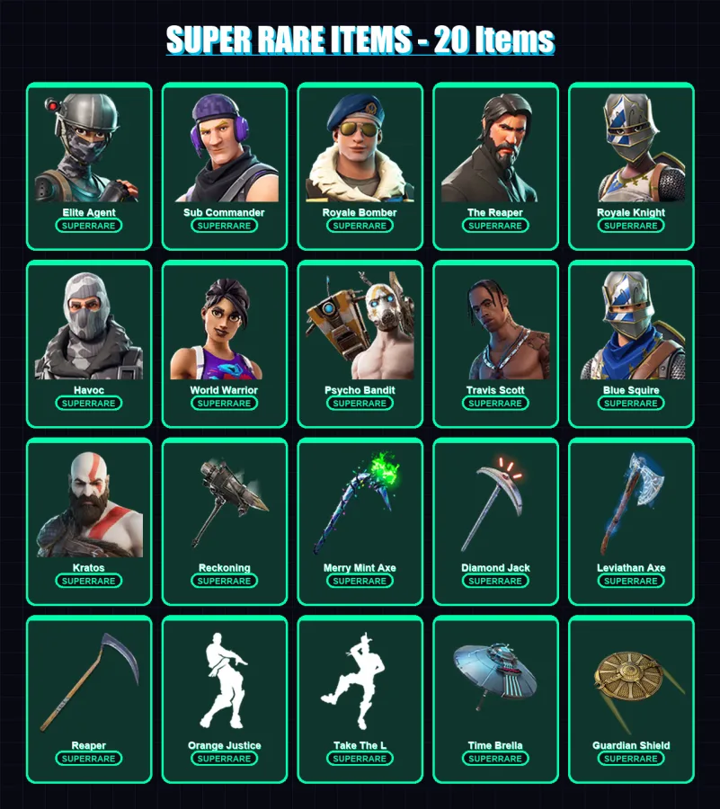 [PC/XBOX] | Elite Agent | Sub Commander | Royale Bomber | The Reaper | Royale Knight | 398 skin | 291 pickaxe | 191 emote | 199 glider | Lv3416