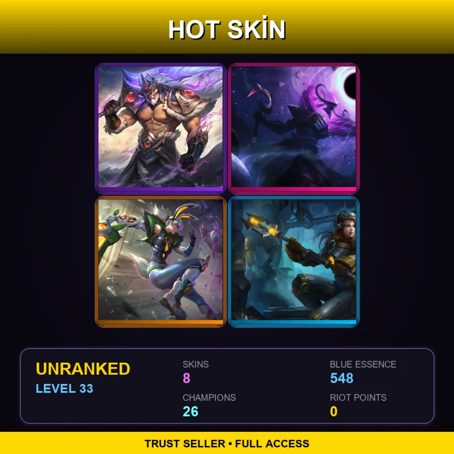 LAN | Lv33 | Unranked | 8 Skin | 26 Champ