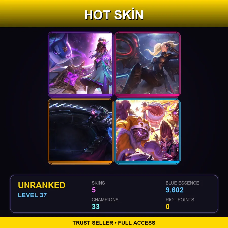 ME | Lv37 | Unranked | 5 Skin | 33 Champ — Unranked / Smurf League of Legends