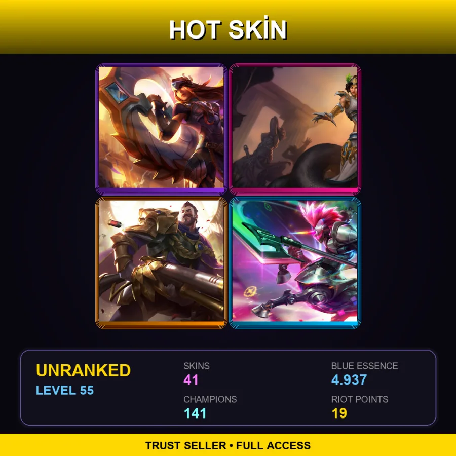 VN | Lv55 | Unranked | 41 Skin | 141 Champ — LoL account