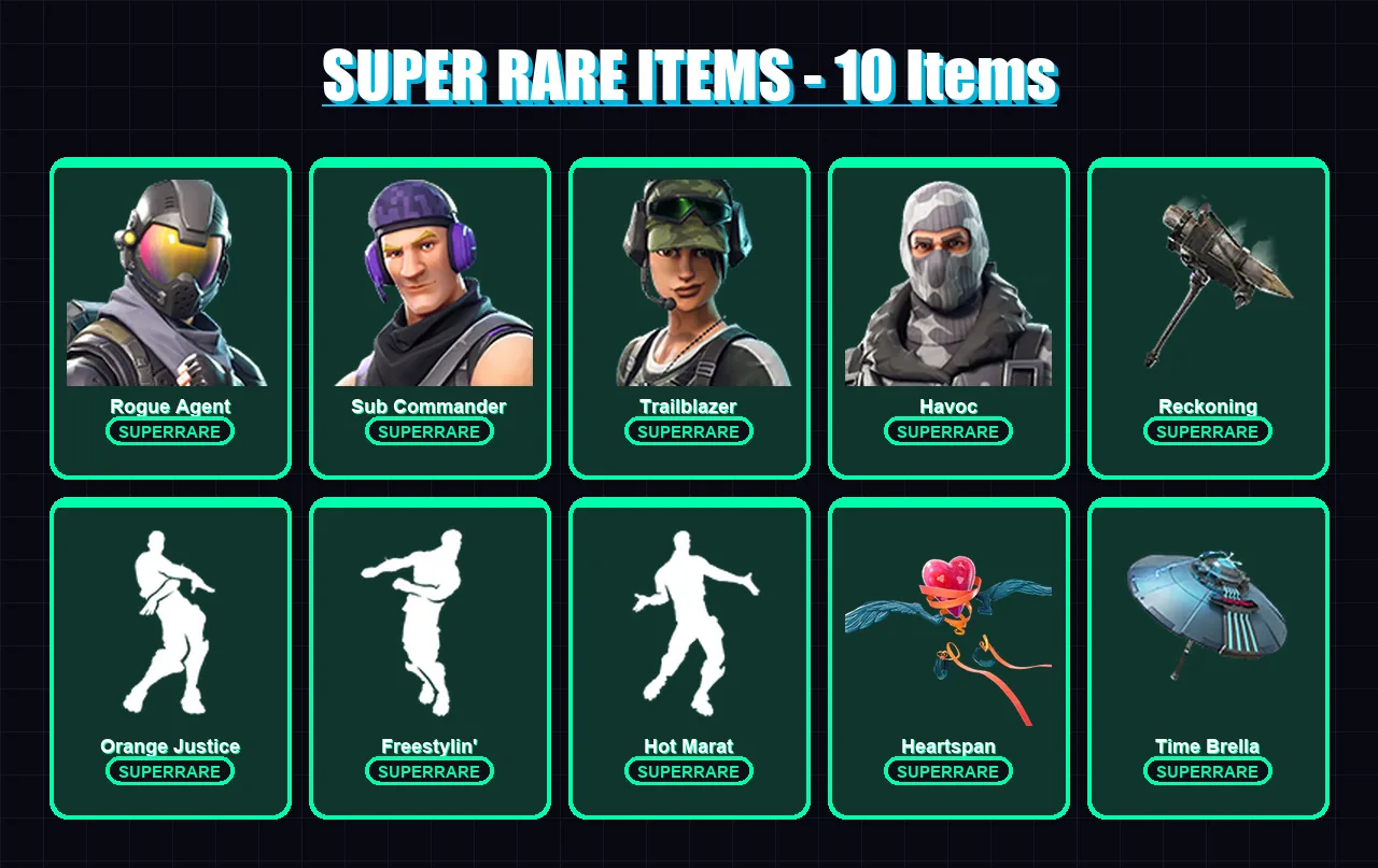 [PC/XBOX/PSN] | Rogue Agent | Sub Commander | Trailblazer | Havoc | Rox | 60 skin | 44 pickaxe | 65 emote | 62 glider | Lv937