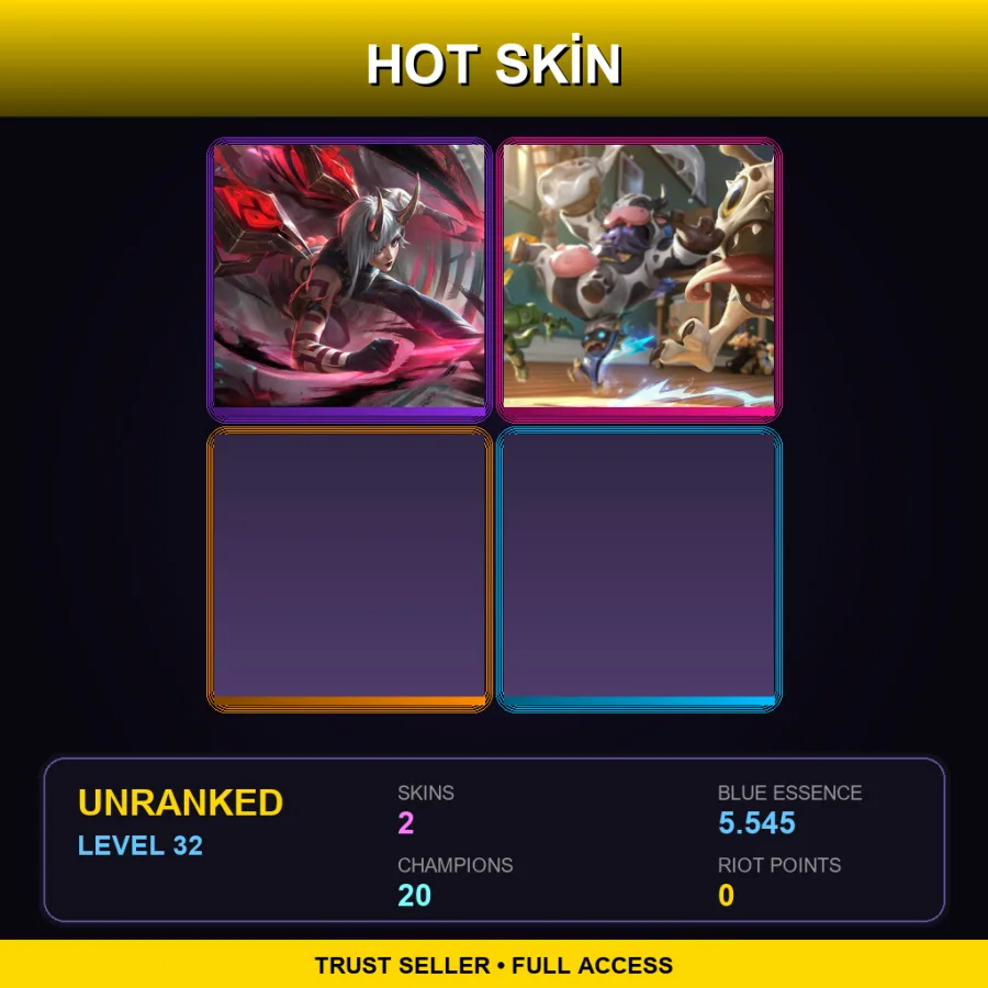EUW | Lv32 | Unranked | 2 Skin | 20 Champ — LoL account
