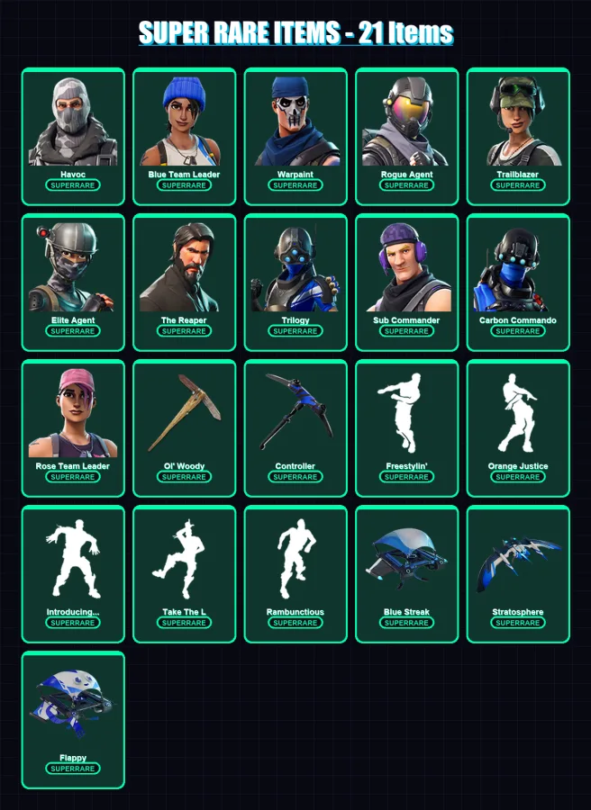 [PS4/PS5/XBOX/PC] | Havoc | Blue Team Leader | Warpaint | Rogue Agent | Trailblazer | 60 skin | 96 pickaxe | 97 emote | 88 glider | Lv1230 — Fortnite account