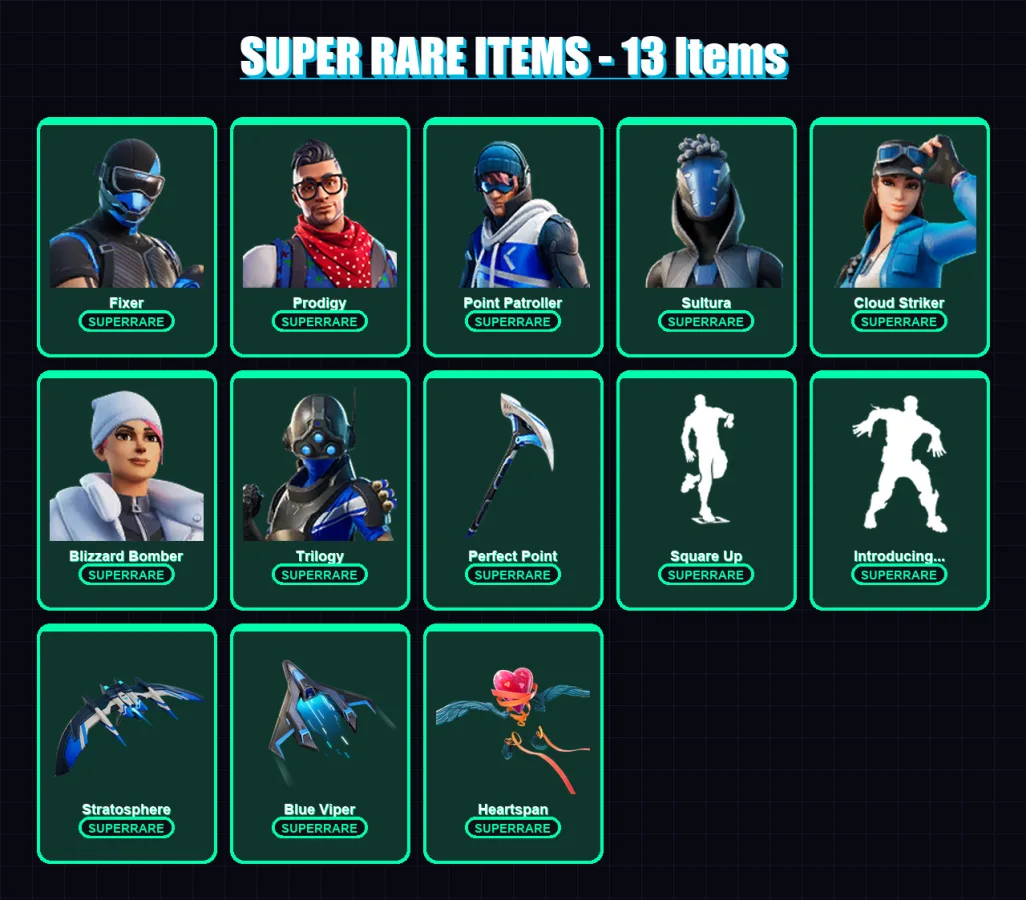 [PC/XBOX] | Fixer | Prodigy | Point Patroller | Sultura | Cloud Striker | 11 skin | 11 pickaxe | 13 emote | 11 glider | Lv122