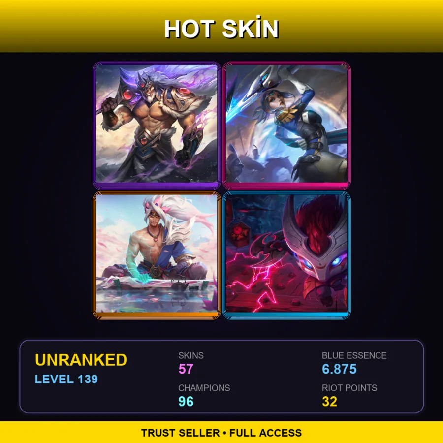 EUNE | Lv139 | Unranked | 57 Skin | 96 Champ