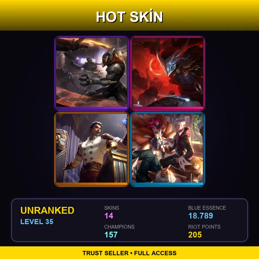 SG | Lv35 | Unranked | 14 Skin | 157 Champ — LoL account