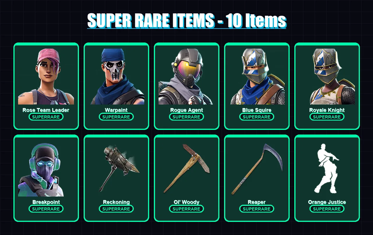 [PC/XBOX/PSN] | Rose Team Leader | Warpaint | Rogue Agent | Blue Squire | Royale Knight | 124 skin | 120 pickaxe | 130 emote | 114 glider | Lv1749