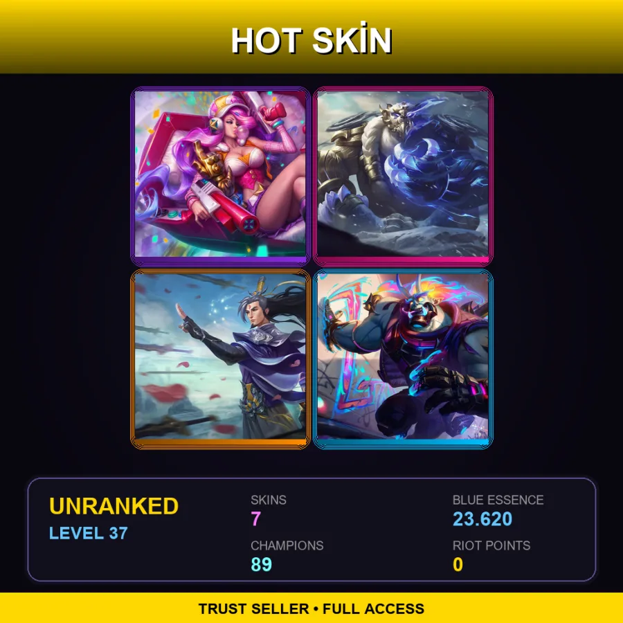 VN | Lv37 | Unranked | 7 Skin | 89 Champ — LoL account