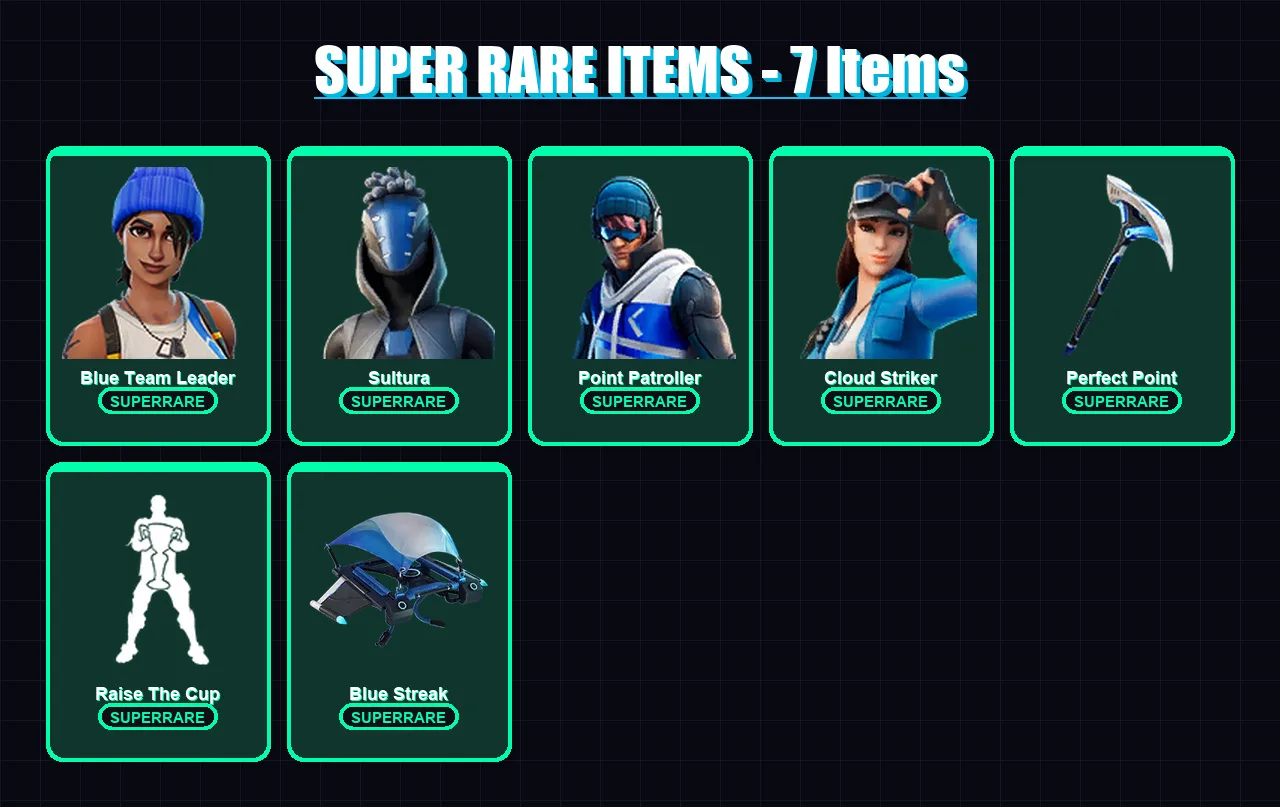 [PS4/PS5/XBOX/PC] | Blue Team Leader | Sultura | Point Patroller | Cloud Striker | Raz | 22 skin | 24 pickaxe | 21 emote | 26 glider | Lv314