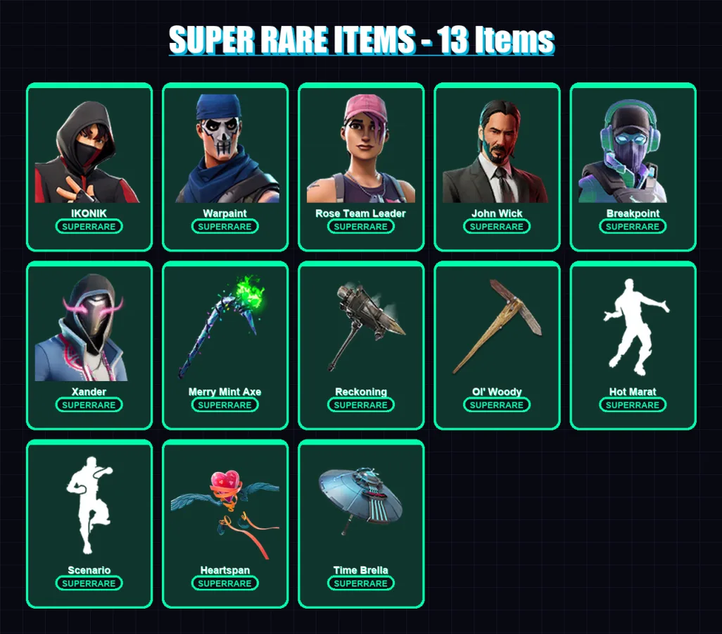[PC/PSN] | IKONIK | Warpaint | Rose Team Leader | John Wick | Breakpoint | 329 skin | 336 pickaxe | 280 emote | 273 glider | Lv5795 — Fortnite account