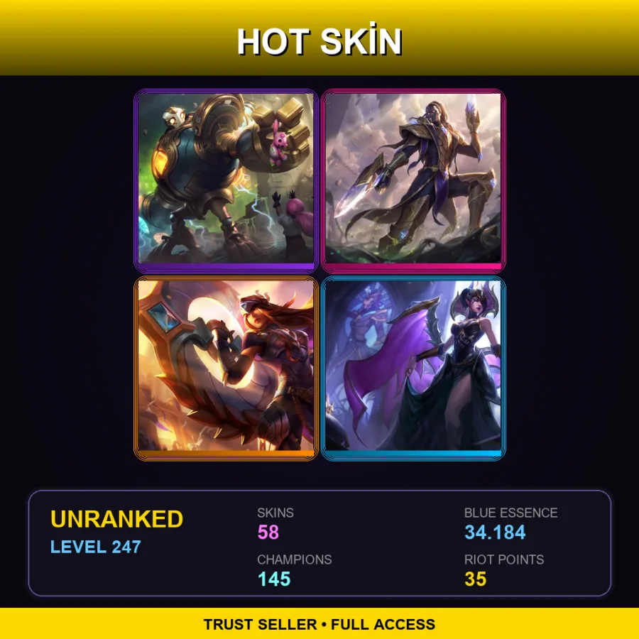 VN | Lv247 | Unranked | 58 Skin | 145 Champ