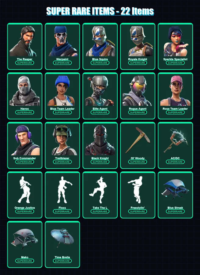 [PC/XBOX] | The Reaper | Warpaint | Blue Squire | Royale Knight | Sparkle Specialist | 44 skin | 53 pickaxe | 53 emote | 42 glider | Lv612 — Fortnite account