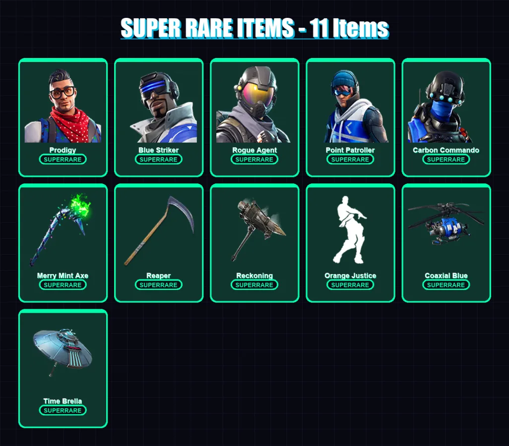 [PC/XBOX] | Prodigy | Blue Striker | Rogue Agent | Point Patroller | Carbon Commando | 135 skin | 133 pickaxe | 137 emote | 114 glider | Lv1786