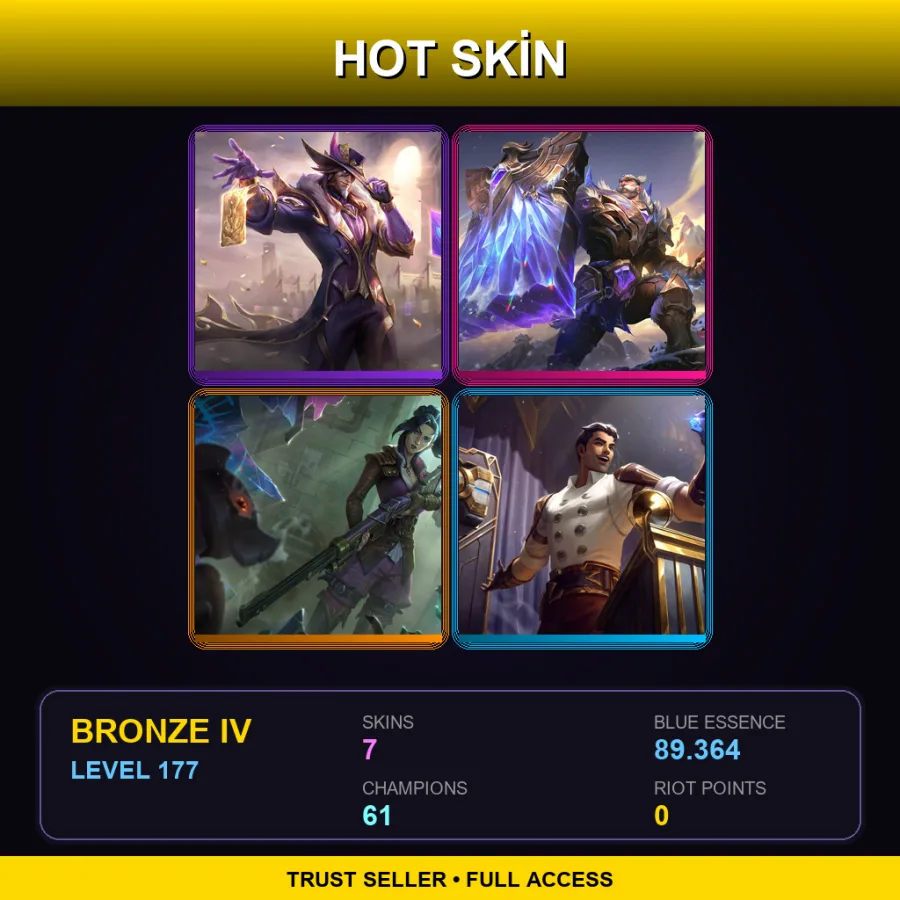 EUW | Lv177 | Bronze IV | 7 Skin | 61 Champ