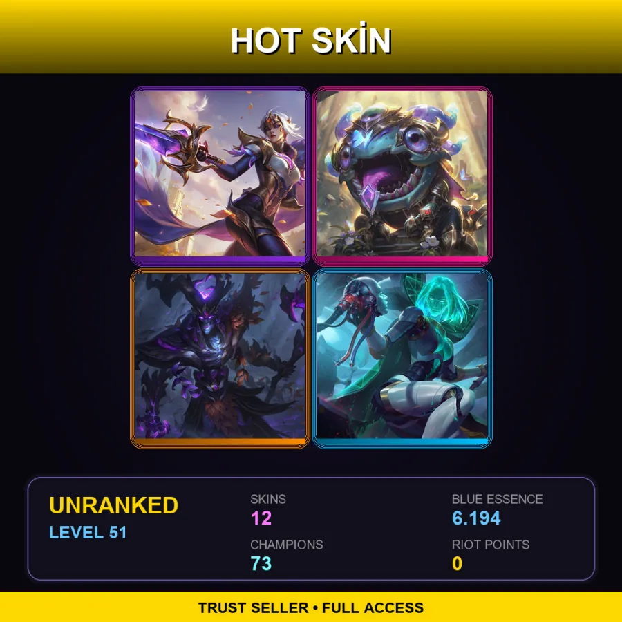 NA | Lv51 | Unranked | 12 Skin | 73 Champ — LoL account