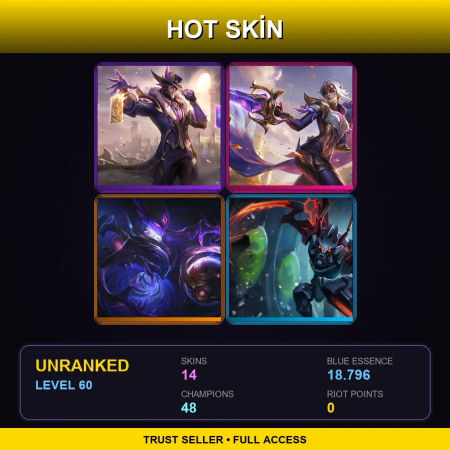 EUW | Lv60 | Unranked | 14 Skin | 48 Champ — Grey Warwick