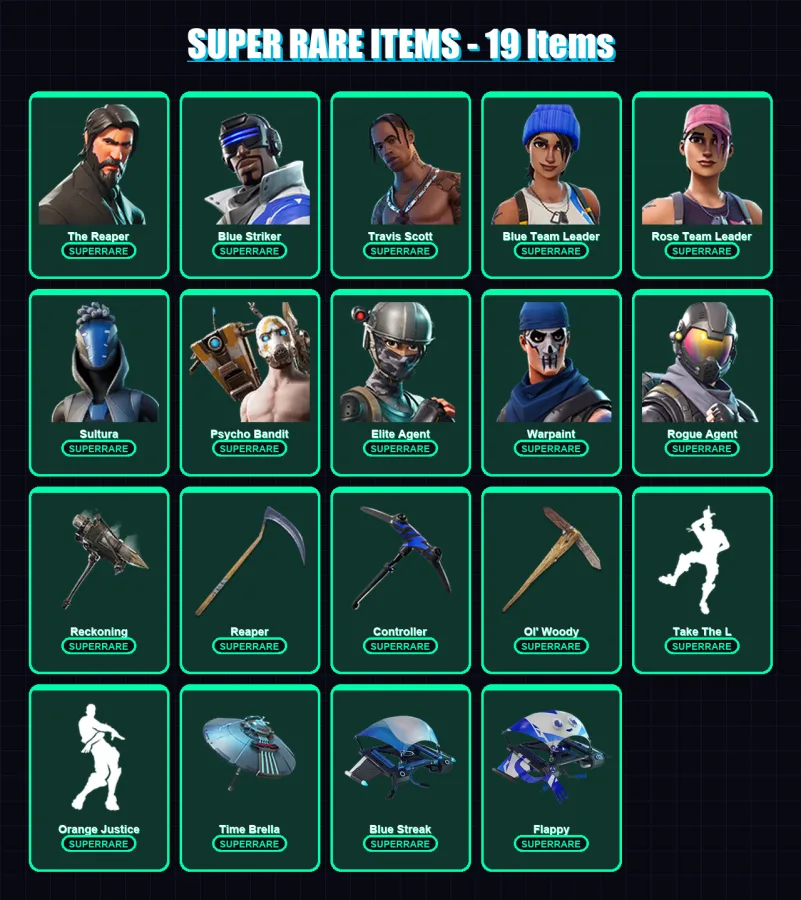 [PS4/PS5/XBOX/PC] | The Reaper | Blue Striker | Travis Scott | 95 skin | Lv797 — Fortnite account