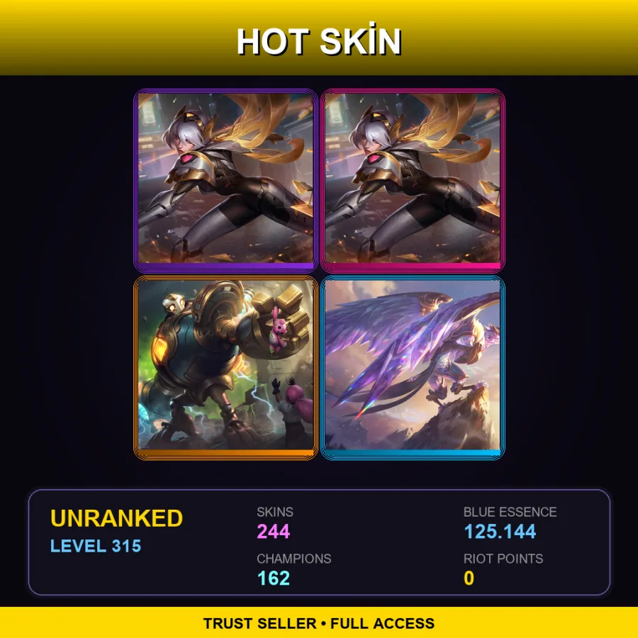 VN | Lv315 | Unranked | 244 Skin | 162 Champ — LoL account