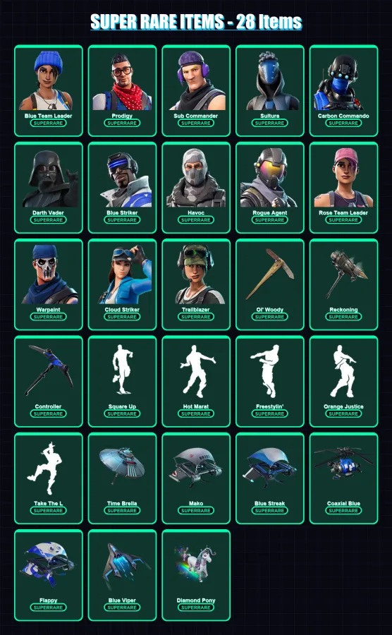 [PS4/PS5/PC] | Blue Team Leader | Prodigy | Sub Commander | Sultura | Carbon Commando | 130 skin | 127 pickaxe | 119 emote | 125 glider | Lv1450 — Fortnite account