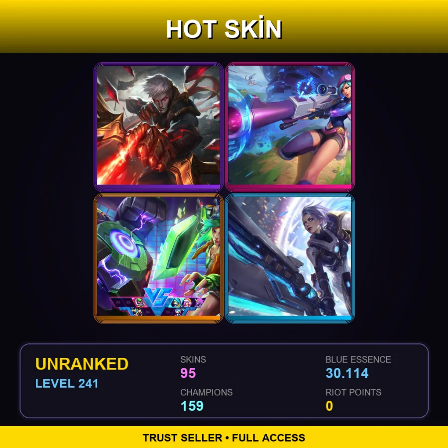 VN | Lv241 | Unranked | 95 Skin | 159 Champ — LoL account