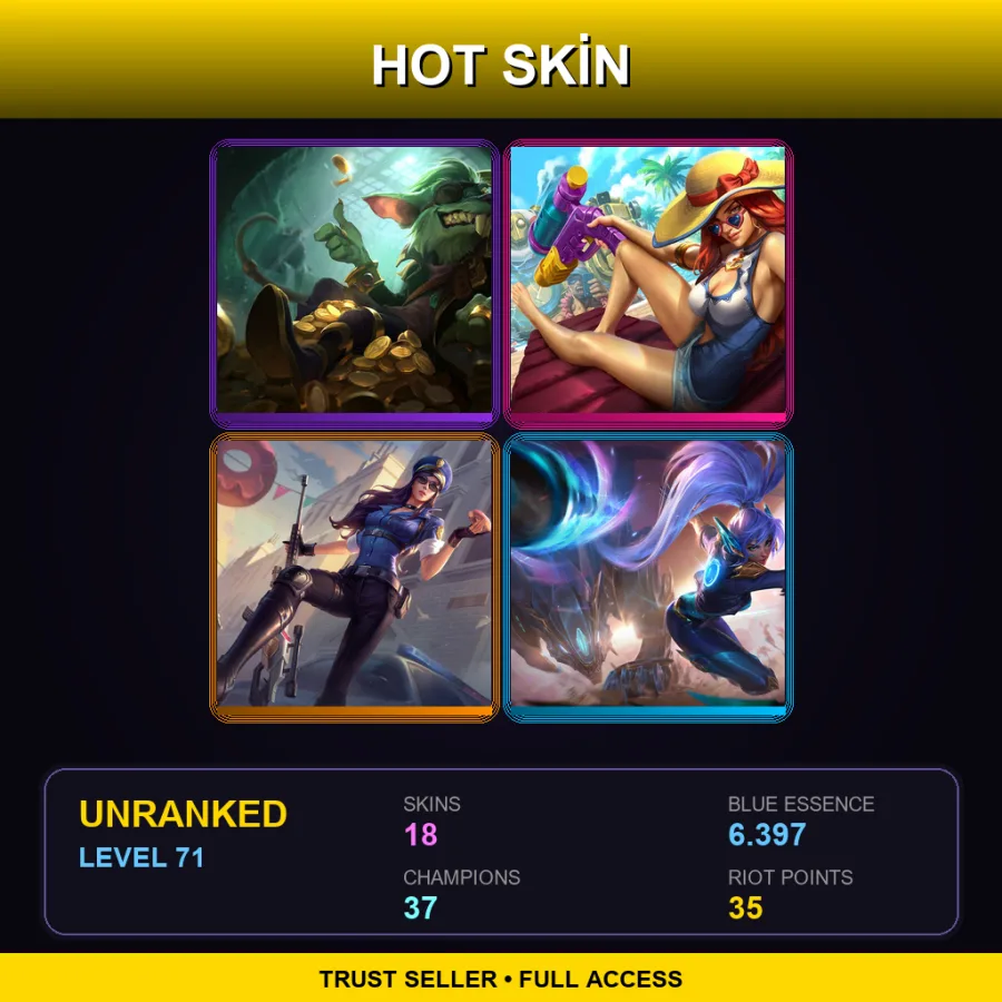 EUW | Lv71 | Unranked | 18 Skin | 37 Champ