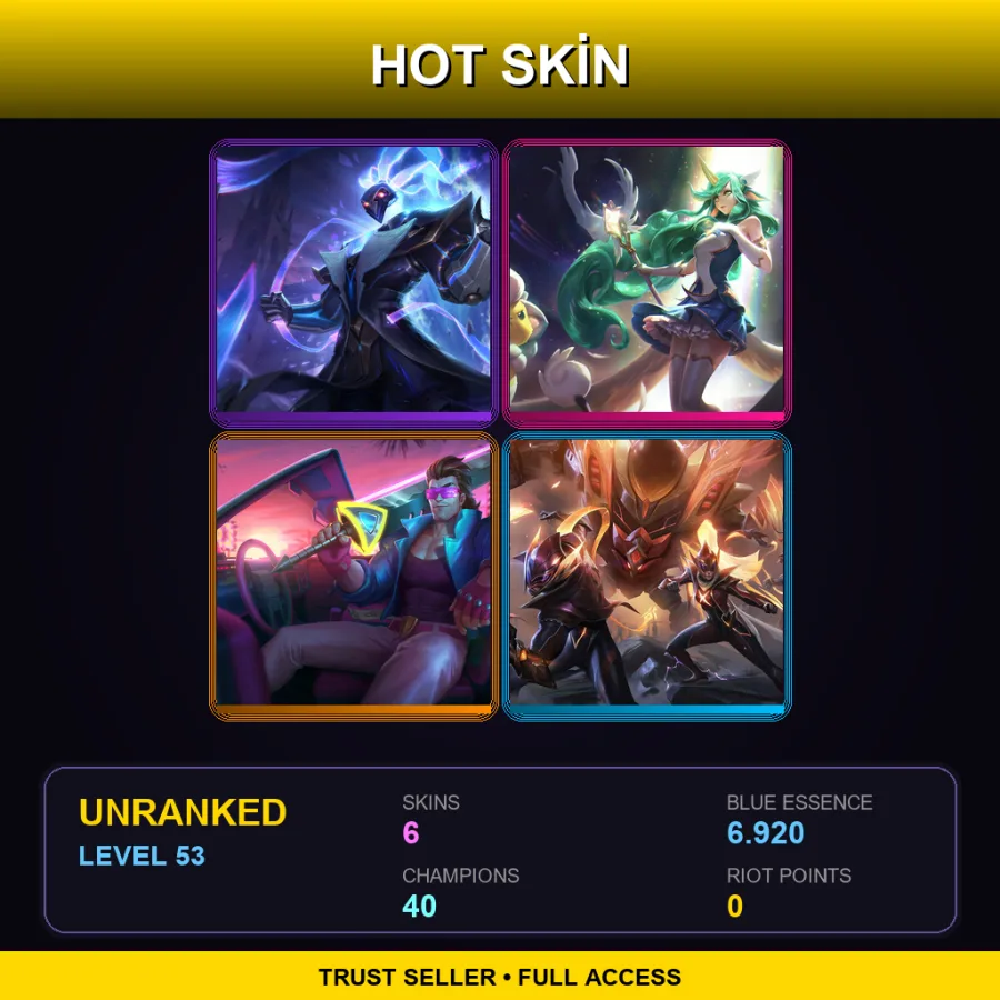 LAN | Pulsefire Thresh | Star Guardian Soraka | Demacia Vice Garen | FPX Thresh | 6 Skin | 40 Champ | Lv53