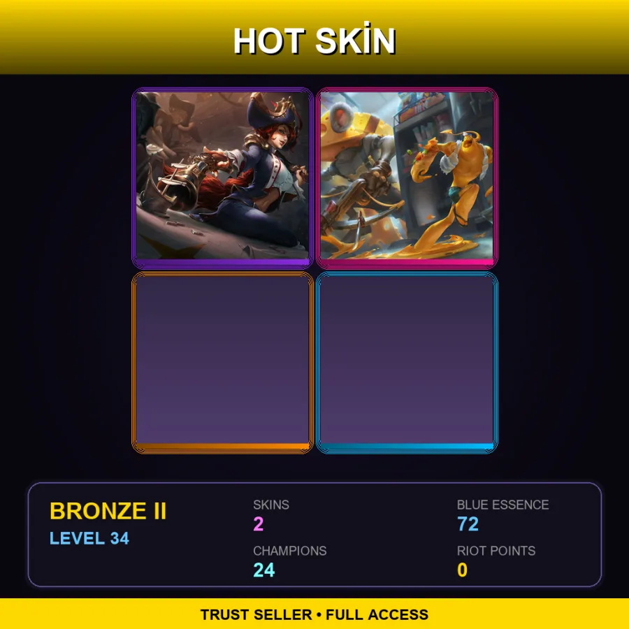 TR | Lv34 | Bronze II | 2 Skin | 24 Champ — LoL account