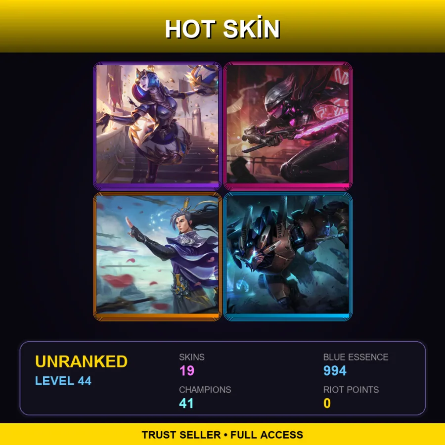 VN | Lv44 | Unranked | 19 Skin | 41 Champ