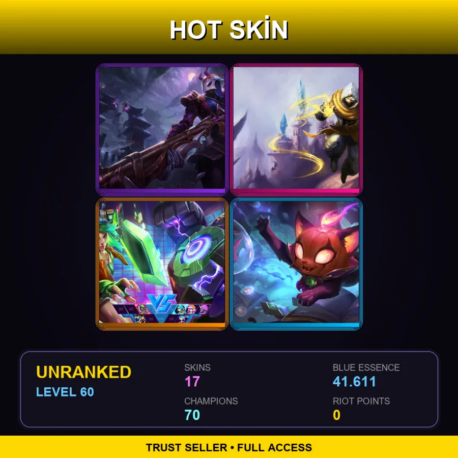 EUW | Lv60 | Unranked | 17 Skin | 70 Champ