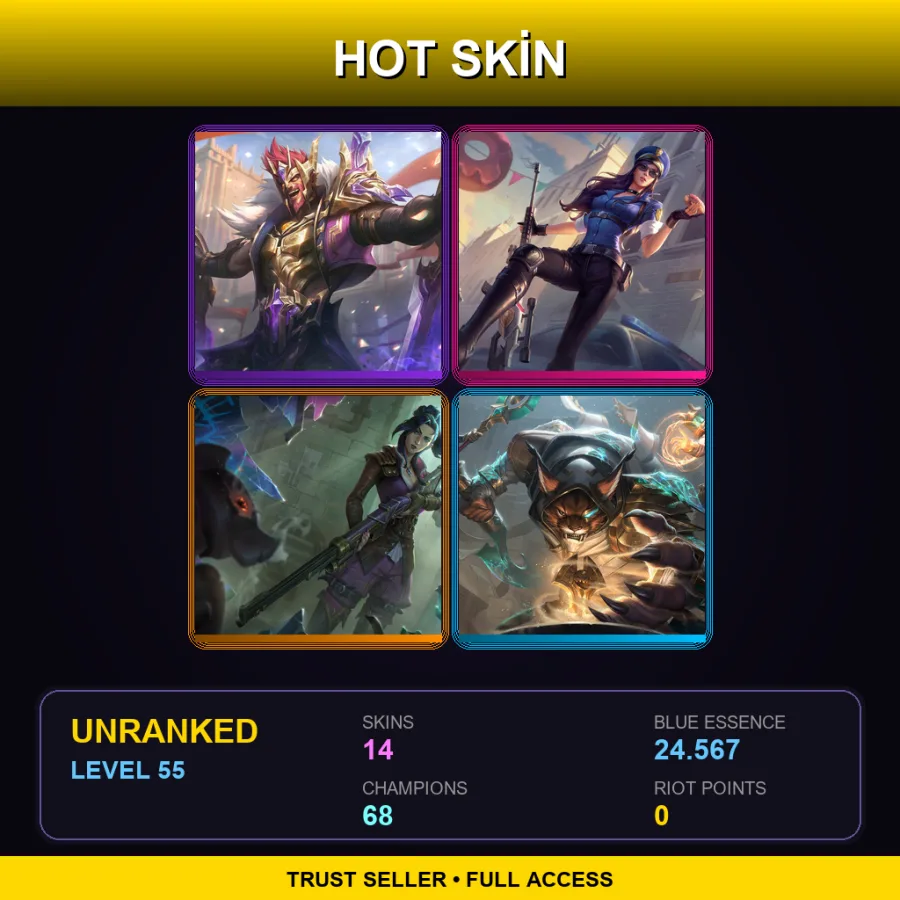 EUW | Lv55 | Unranked | 14 Skin | 68 Champ