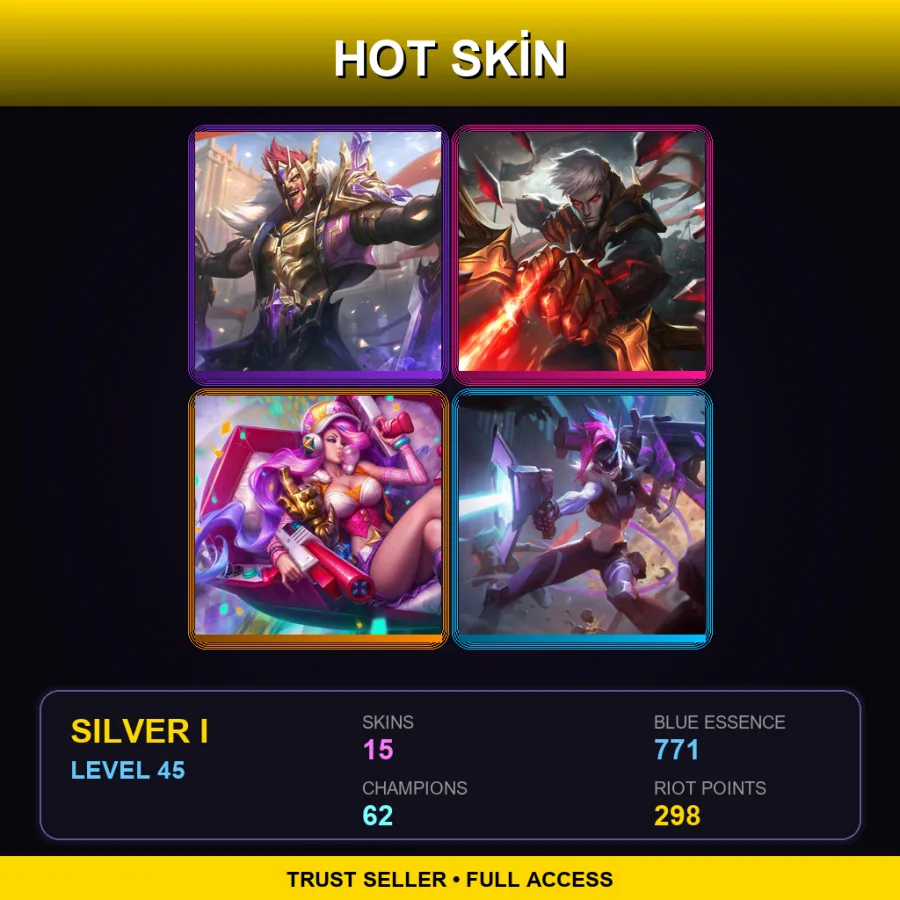 EUW | Lv45 | Silver I | 15 Skin | 62 Champ — LoL account