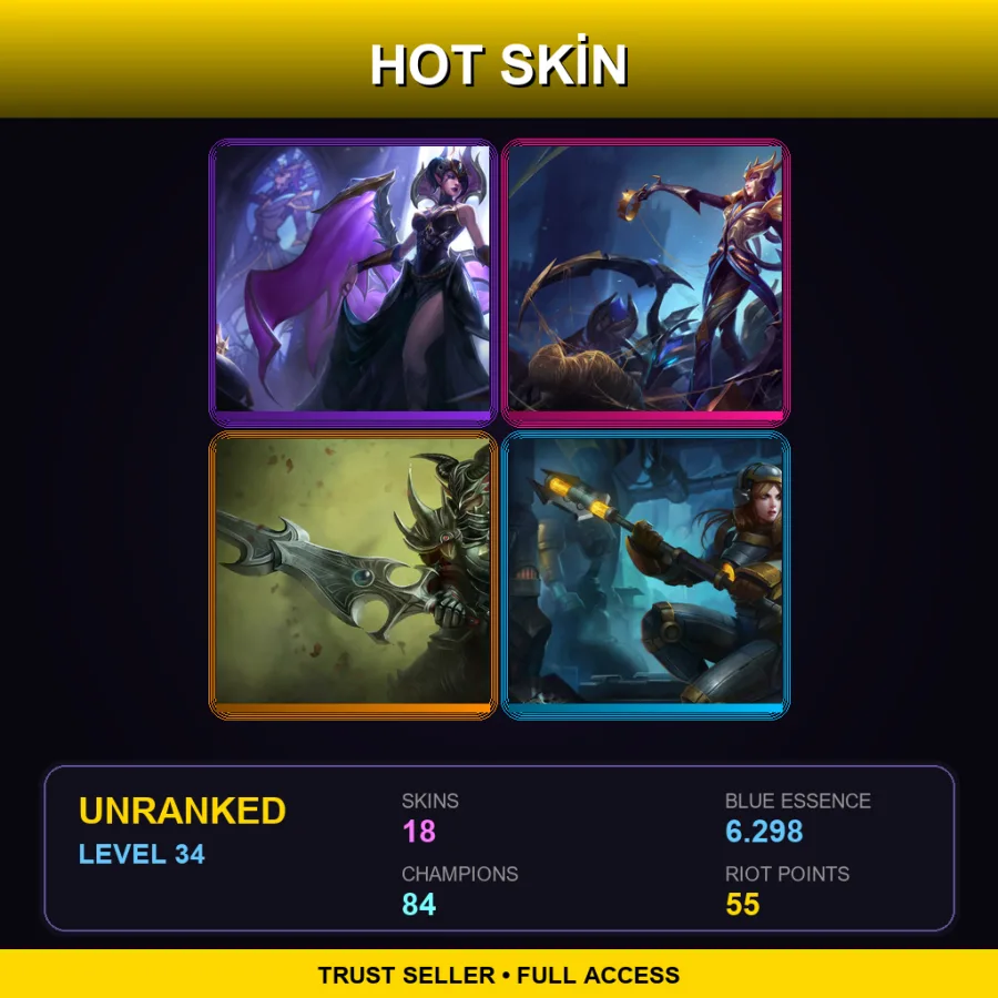 EUW | Lv34 | Unranked | 18 Skin | 84 Champ