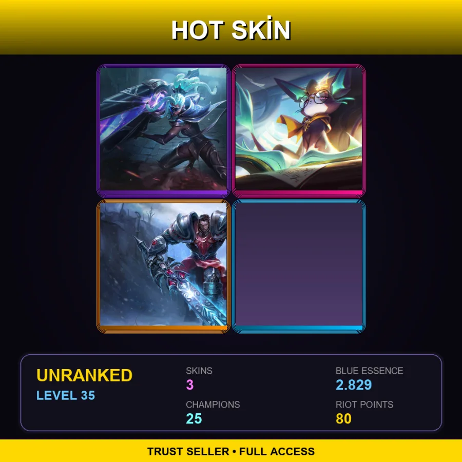 LAN | Lv35 | Unranked | 3 Skin | 25 Champ — LoL account