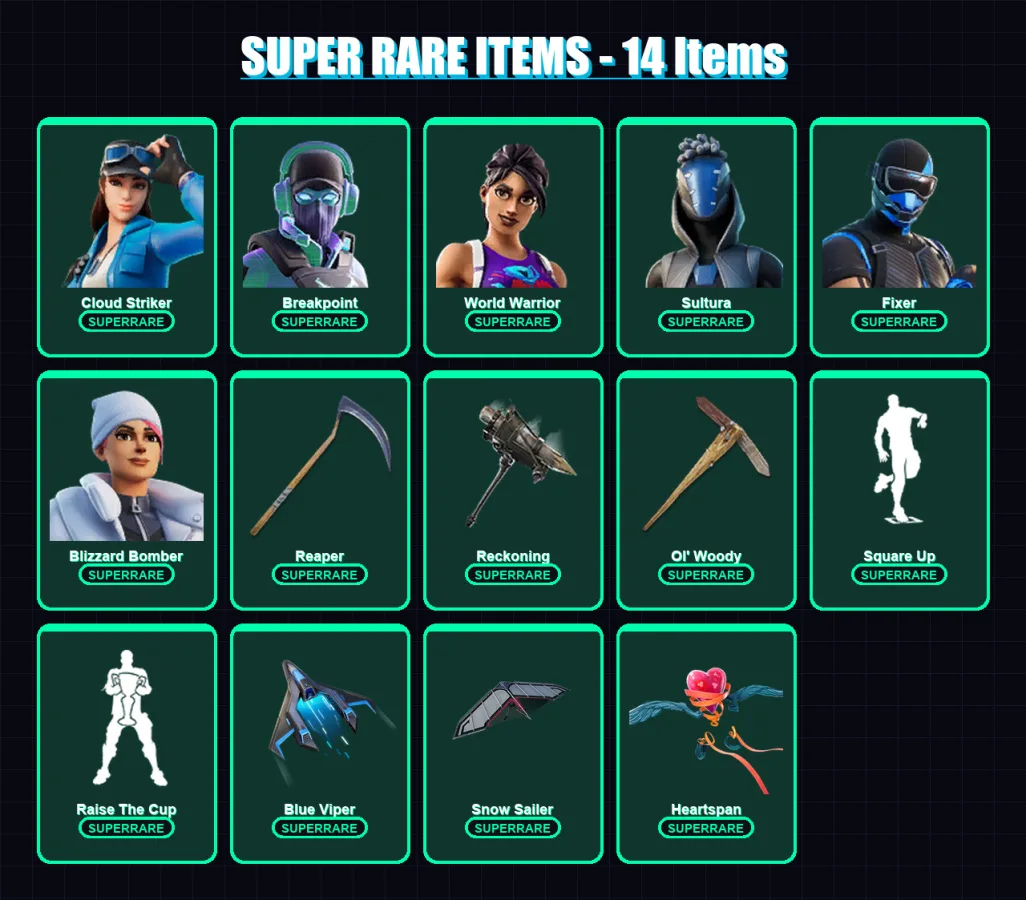 [PS4/PS5/PC] | Cloud Striker | Breakpoint | World Warrior | Sultura | Fixer | 174 skin | 191 pickaxe | 173 emote | 161 glider | Lv1888