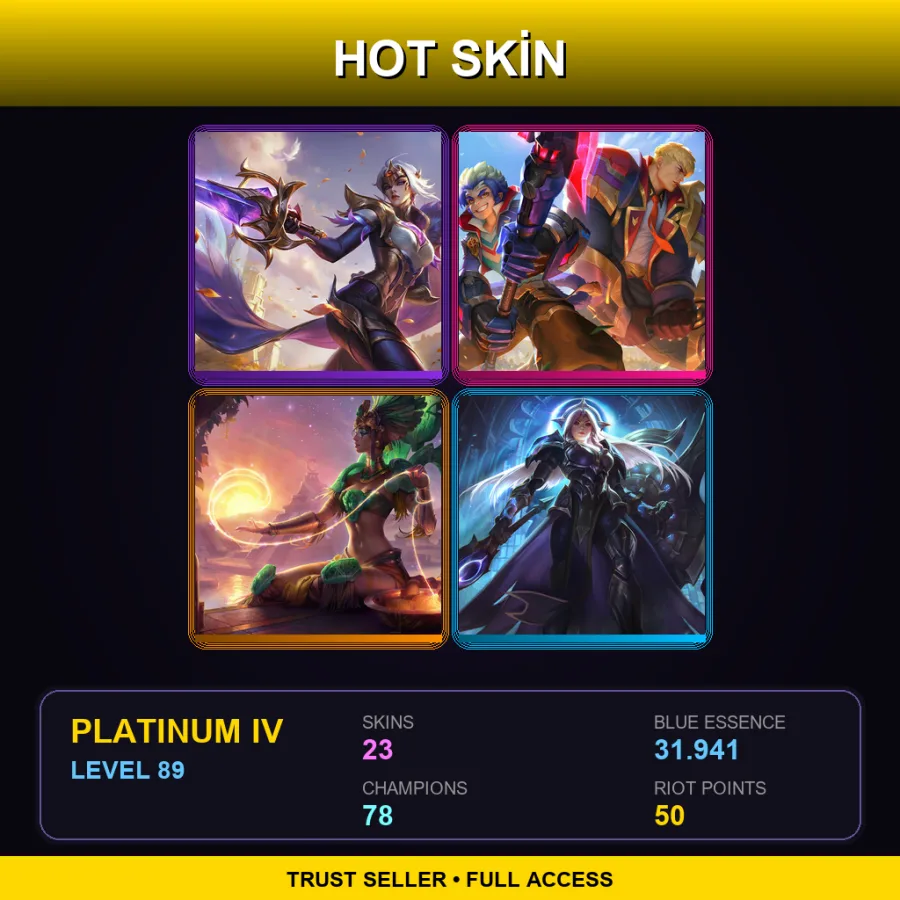 EUW | Lv89 | Platinum IV | 23 Skin | 78 Champ — LoL account