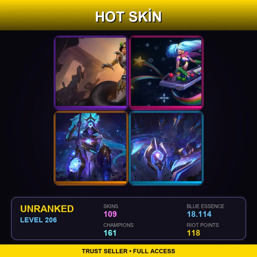 TR | Lv206 | Unranked | 109 Skin | 161 Champ
