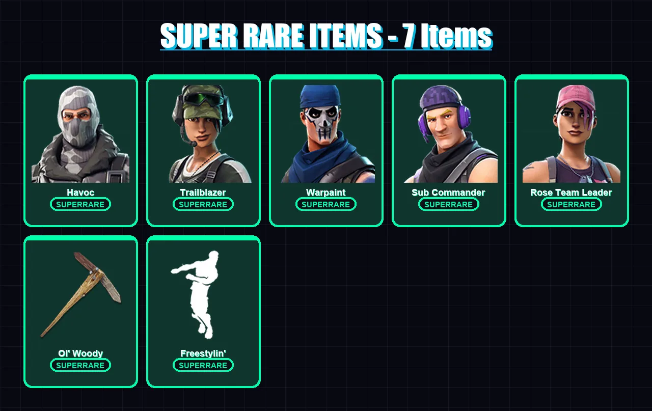[PC/PSN] | Havoc | Trailblazer | Warpaint | Sub Commander | Rose Team Leader | 7 skin | 10 pickaxe | 7 emote | 10 glider | Lv85