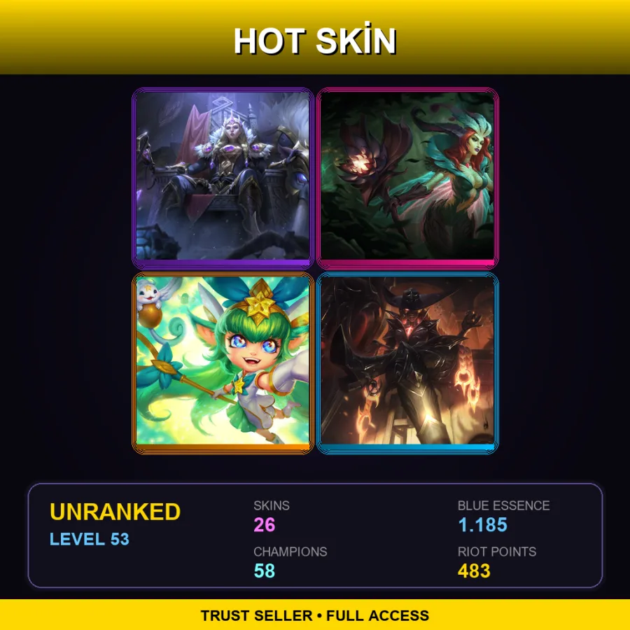 EUW | Lv53 | Unranked | 26 Skin | 58 Champ