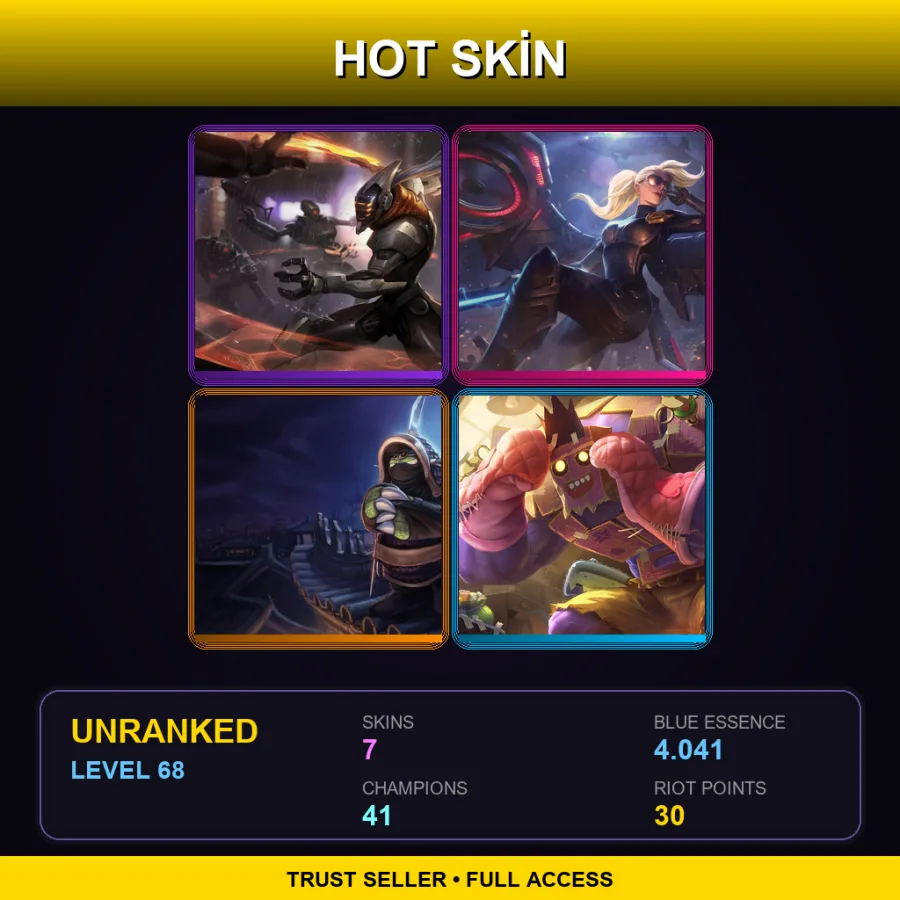 EUW | Lv68 | Unranked | 7 Skin | 41 Champ — LoL account